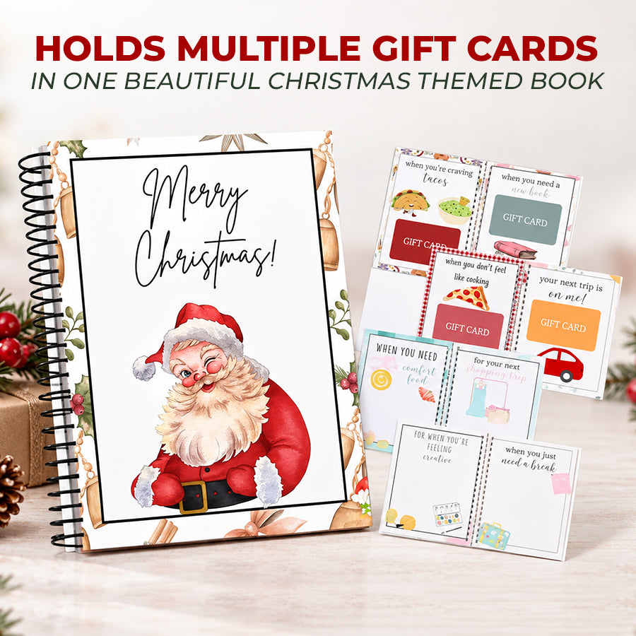 🔥 Last Day 50% OFF 🔥 Christmas Gift Card Book – 12 Gift Card Pages & Personal Message Holder